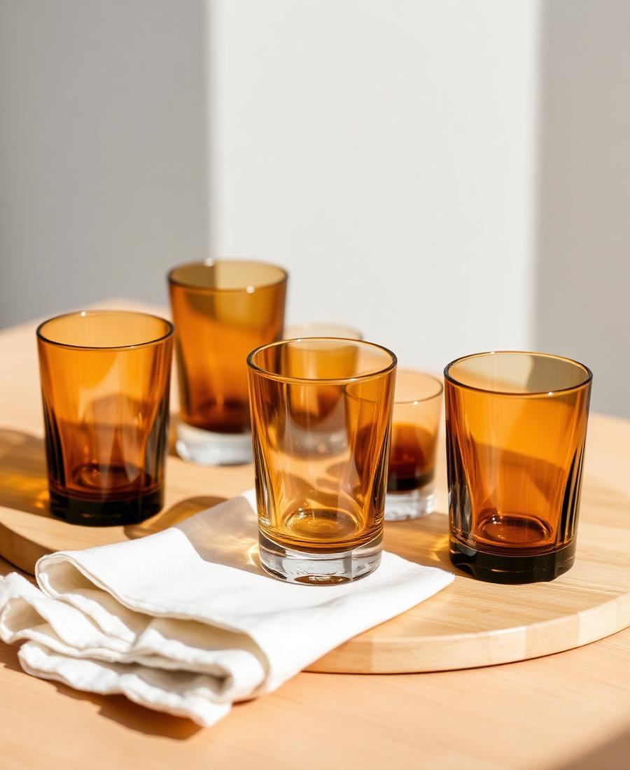 Amber Glass Tumblers (Set of 4)